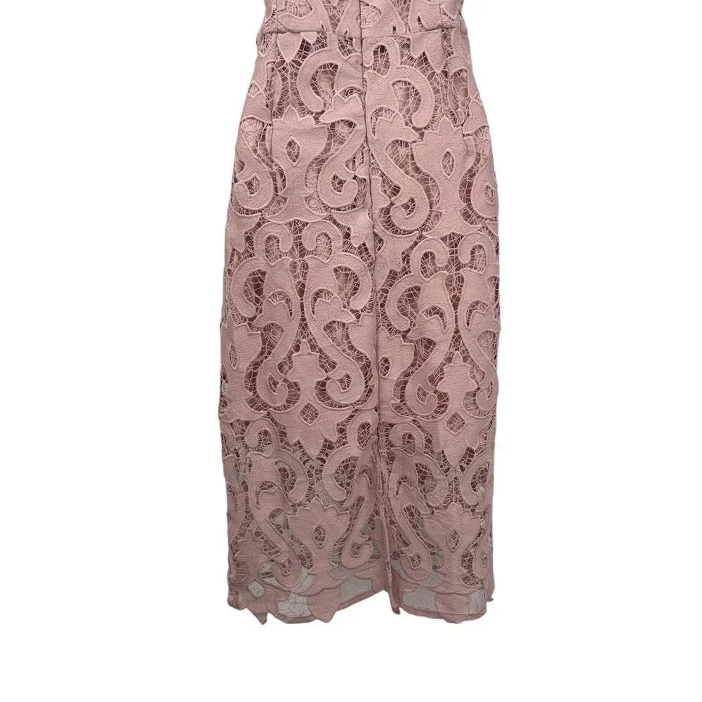 Bardot Revolve Lina Lace Midi Dress Sheath Sleeveless Pink Rose Size 10 Large - Picture 12 of 15